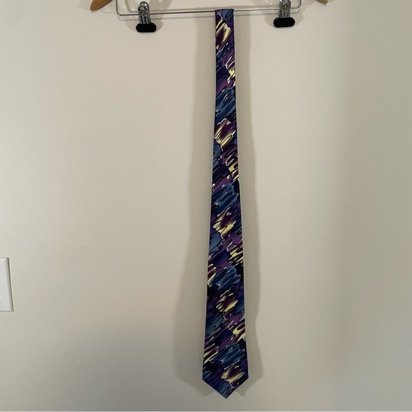 Christian Armand Handmade Tie Purple, Blue, Yellow 90s/80s Style - Picture 3 of 3